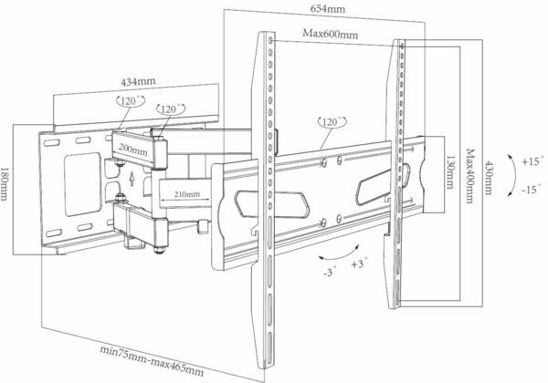 Wandhalterung VCM, passend für Flachbildschirme 32 bis 70".