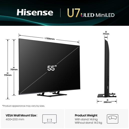 Fernseher 55 Zoll Hisense 4K MIni-LED Smart TV.