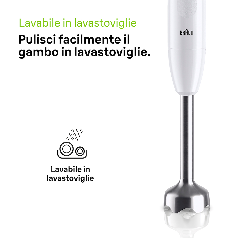 Stabmixer Braun, Edelstahlfuß, 450 Watt Leistung mit Alles Zerkleinerer.