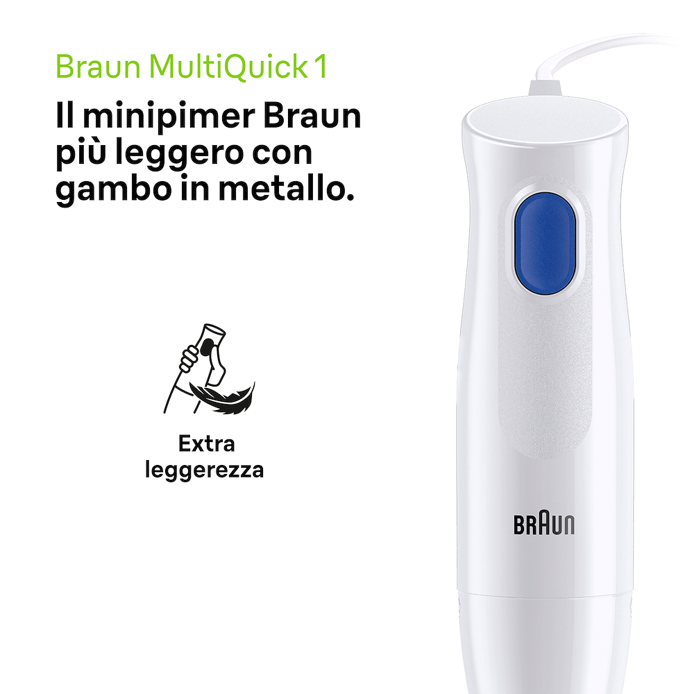 Stabmixer Braun, Edelstahlfuß, 450 Watt Leistung mit Alles Zerkleinerer.