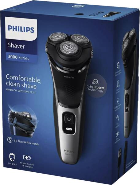 RASOIO ricaricabile Philips POWERCUT BLADES 5D FLEX W&D AUT.60MIN.