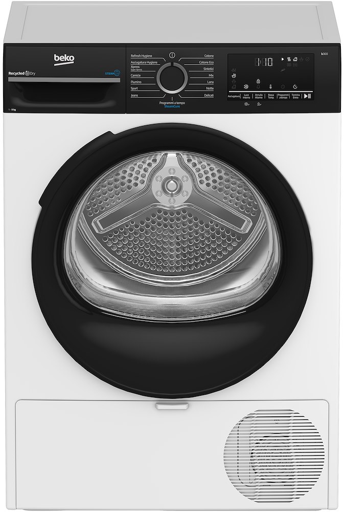 Wäschetrockner (Frontlader) 9 kg, Energieeffizienzklasse C, Invertermotor, Dampffunktion, digitales Display