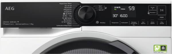 Waschmaschine, 9 kg Füllmenge, Schleuderdrehzahl U/min: maximal 1.600,