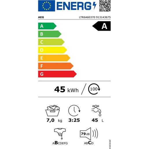 Waschmaschine AEG, Toplader, 7 kg Füllmenge, Schleuderdrehzahl U/min: maximal 1.300, 10 Waschprogramme.