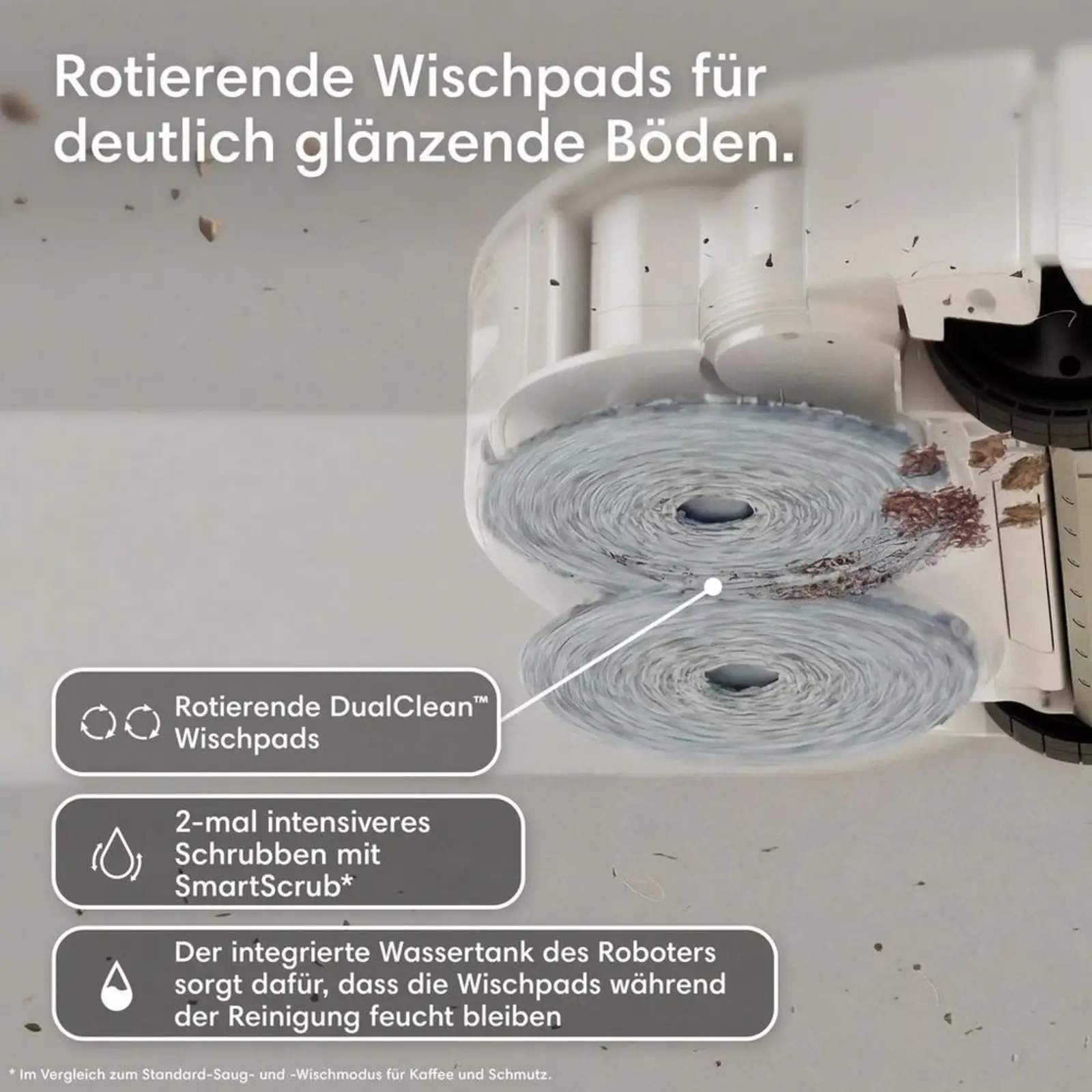 Robot lavapavimenti, robot aspirapolvere, Clean Base, iRobot bianco