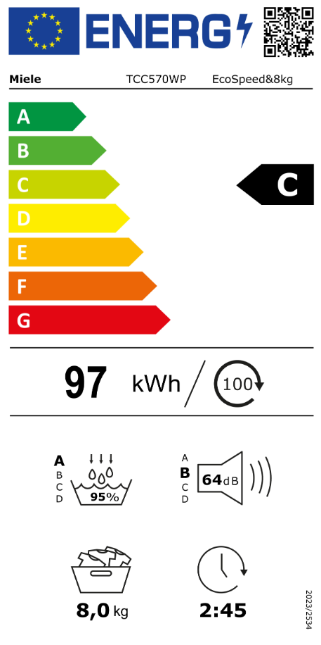 T1 Wärmepumpentrockner Miele C (A+++) I 8 kg I DryCare 40 I EcoSpeed
