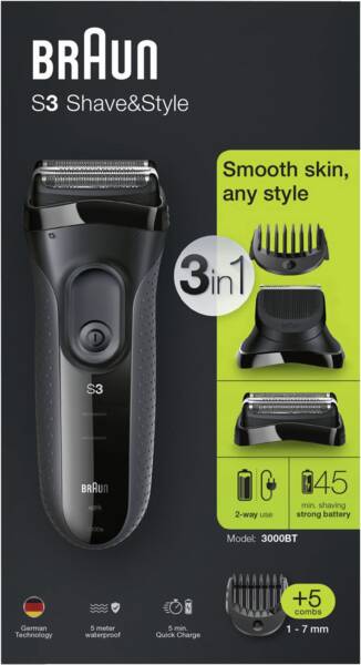 Rasoio a secco e a umido Braun Series 3 Shave&Style.